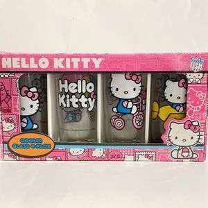 SANRIO HELLO KITTY 4 PACK 15 OZ COOLER DRINKING TUMBLERS GLASSES 2013 USA NIB
